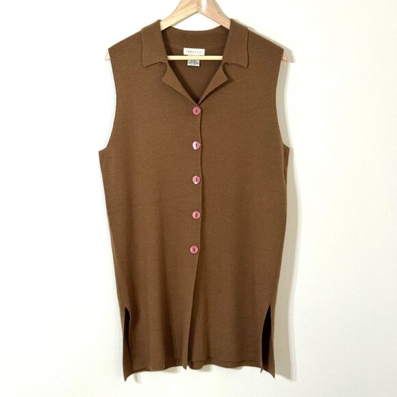 Vtg Paradox Wool Sleeveless Cardigan Sweater Old Money Quiet Luxury Minimalist - Picture 1 of 8